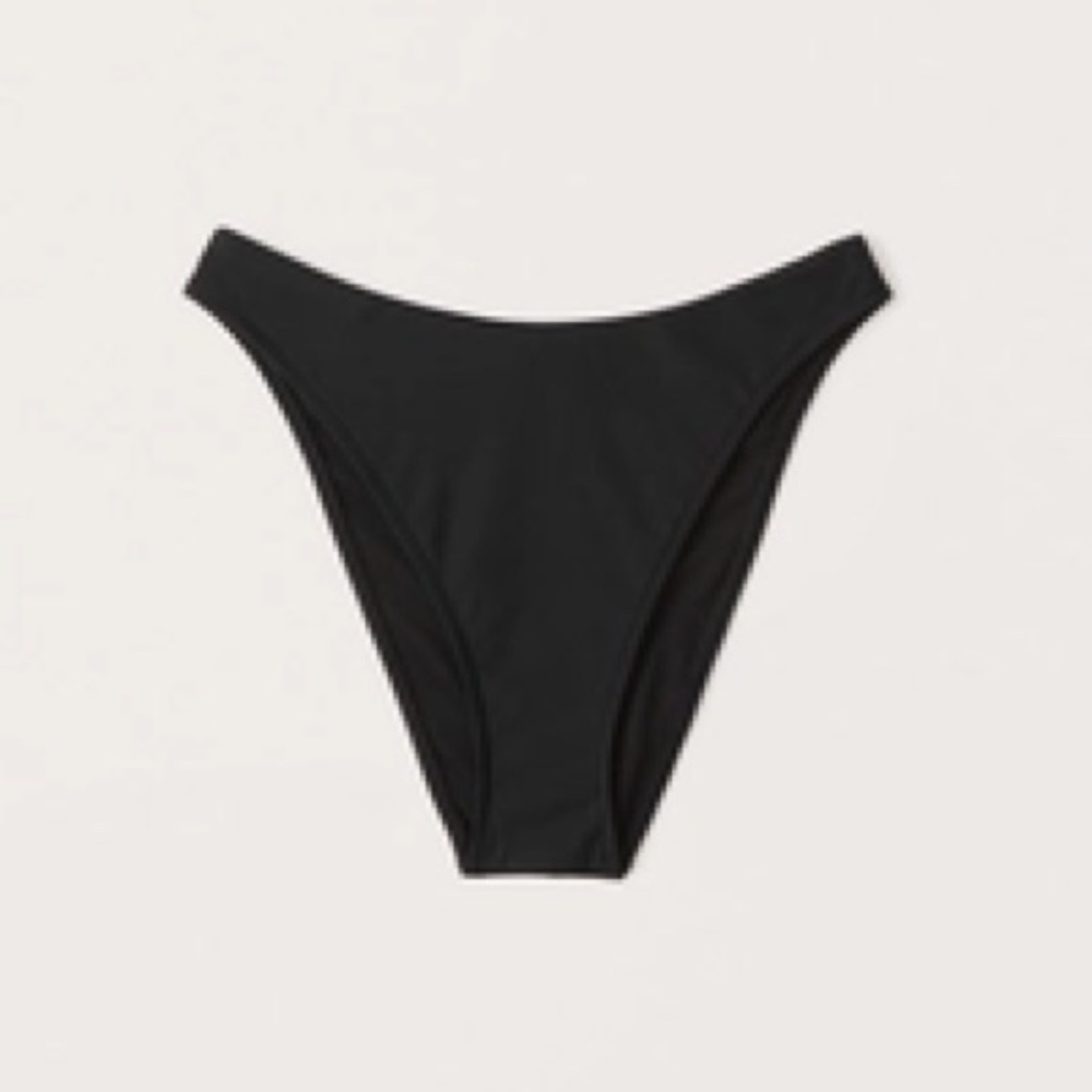 Abercrombie & Fitch Women's
Mid-Rise High-Leg Moderate Black Swim Bikini Bottoms